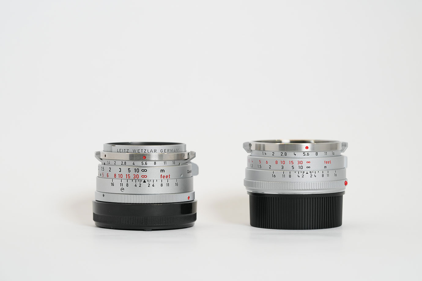 左：Leica Summilux 35/1.4 1st Steelrim 右：Leica Summilux-M 35/1.4 11301